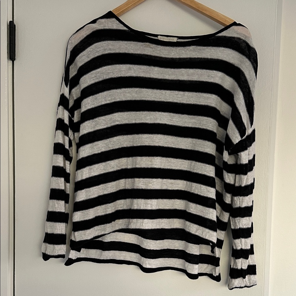 Eileen Fisher Monochrome Striped Knit Top